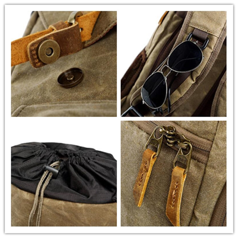Retro DSLR Camera Backpack Waxed Canvas Camera Backpack Waterproof Laptop Backpack - echopurse