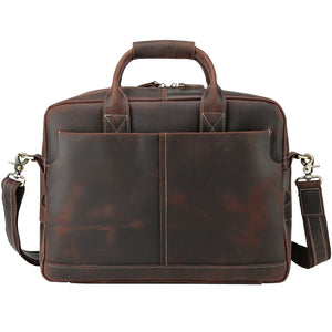 Retro Men Briefcase Crazy Horse Leather Shoulder Messenger Bag Laptop Bag Men Handbag - echopurse