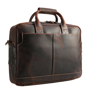 Retro Men Briefcase Crazy Horse Leather Shoulder Messenger Bag Laptop Bag Men Handbag - echopurse