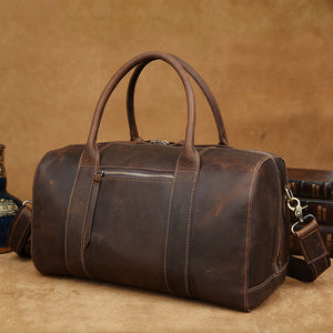 Retro Men Travel Bag Leather Diffle Bag Weekender Bag Shoulder Duffel Bag Gifts For Men - echopurse