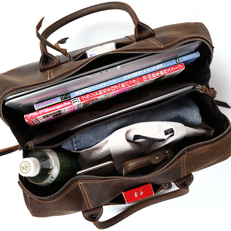 Retro Men Travel Bag Leather Diffle Bag Weekender Bag Shoulder Duffel Bag Gifts For Men - echopurse
