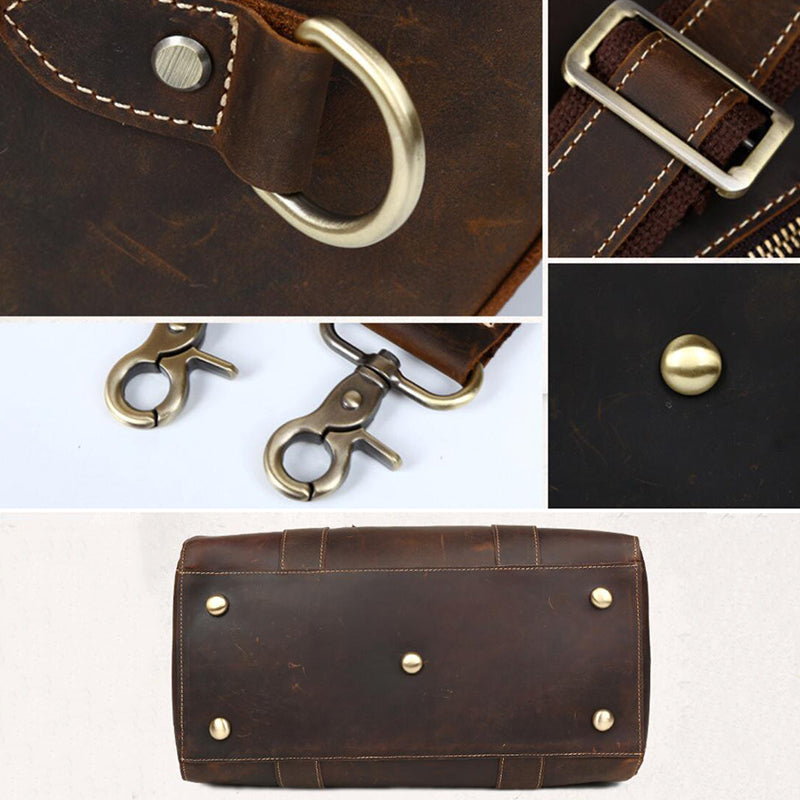 Retro Men Travel Bag Leather Diffle Bag Weekender Bag Shoulder Duffel Bag Gifts For Men - echopurse