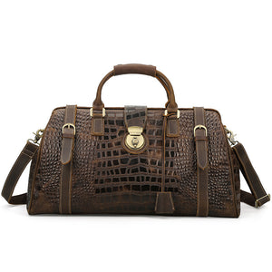 Travel Gifts Crazy Horse Leather Travel Bag Vintage Men Tote Duffle Bags Large Shoulder Duffel Bags - echopurse