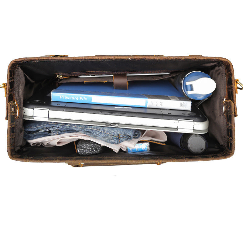 Travel Gifts Crazy Horse Leather Travel Bag Vintage Men Tote Duffle Bags Large Shoulder Duffel Bags - echopurse