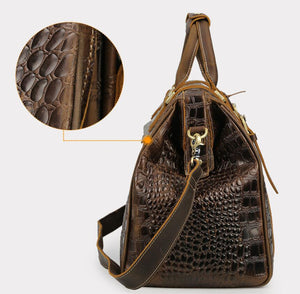 Travel Gifts Crazy Horse Leather Travel Bag Vintage Men Tote Duffle Bags Large Shoulder Duffel Bags - echopurse