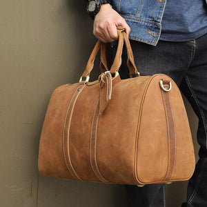 Travel Gifts Men Leather Travel Bag Overnight Bag Retro Duffel Bag Weekender Bag Tote Duffle Bag - echopurse