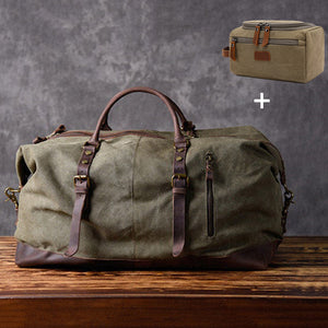 Travel Gifts Set Canvas Travel Bags Leather Canvas Duffel Bag Weekender Bag Overnight Bag Toiletry Bag Dopp kit - echopurse