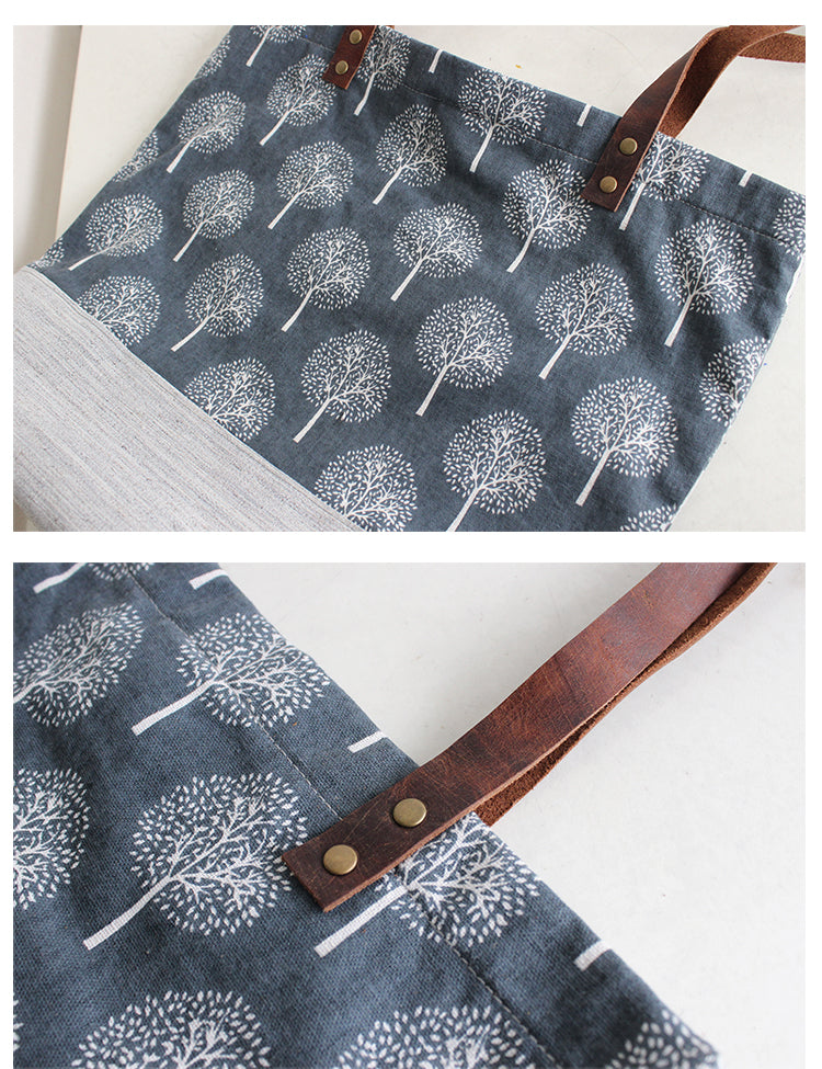 Vintage Leather Canvas Bag, Womens Tote Bags, Shoulder Bags For Women, Shopper Bag - echopurse