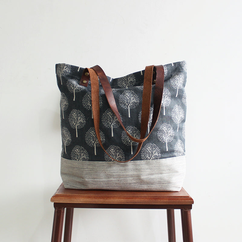 Vintage Leather Canvas Bag, Womens Tote Bags, Shoulder Bags For Women, Shopper Bag - echopurse