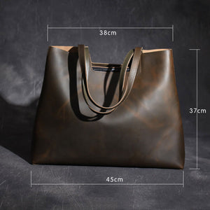 Vintage Leather Tote Bag, Handmade Shoulder Purse, Original Handbag 20062 - echopurse