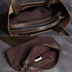 Vintage Leather Tote Bag, Handmade Shoulder Purse, Original Handbag 2006 - echopurse