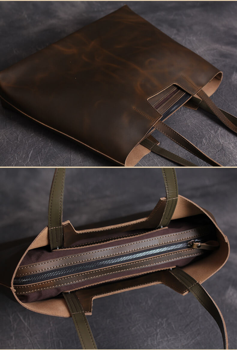 Vintage Leather Tote Bag, Handmade Shoulder Purse, Original Handbag 2006 - echopurse