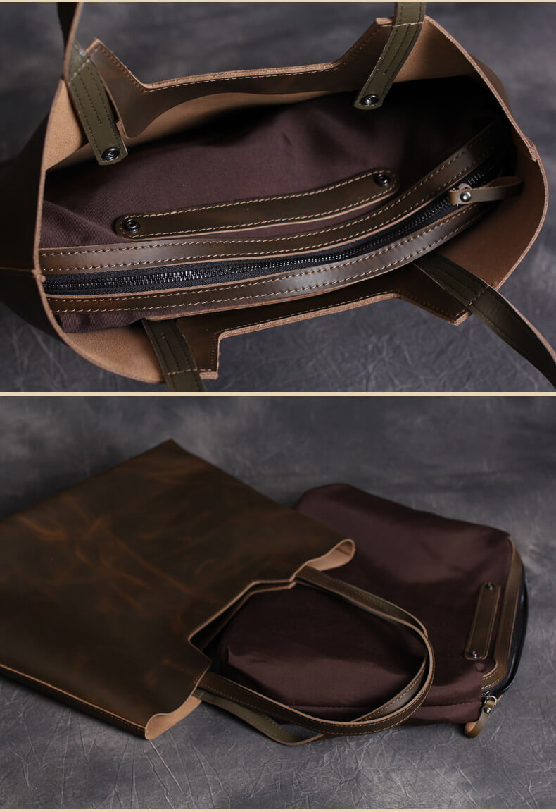 Vintage Leather Tote Bag, Handmade Shoulder Purse, Original Handbag 2006 - echopurse