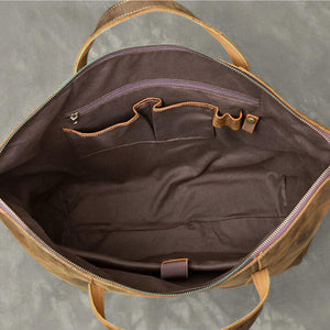 Vintage Men Travel Bags Crazy Horse Leather Men Short Trip Duffle Bag Overnight Bag - echopurse