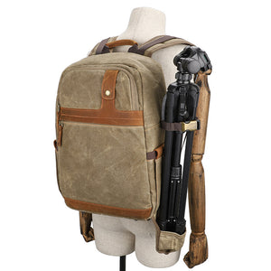 Waterproof Canvas Camera Backpack Waxed Canvas DSLR Camera Backpack Travel Backpack QSMD1383 - echopurse