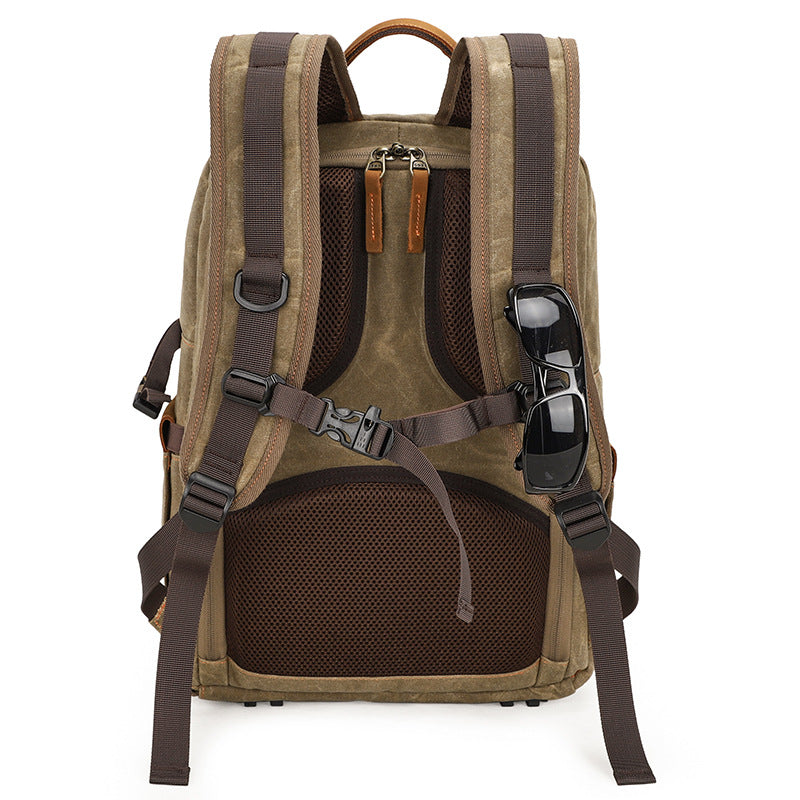Waterproof Canvas Camera Backpack Waxed Canvas DSLR Camera Backpack Travel Backpack QSMD1383 - echopurse