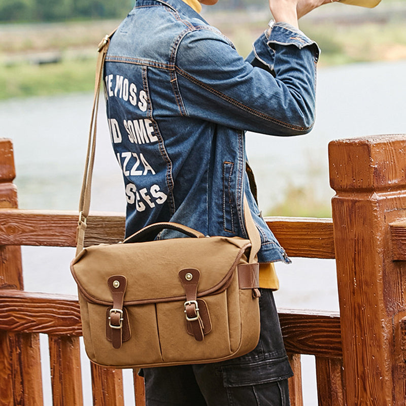 Waterproof Canvas Messenger Bag DSLR Camera Shoulder Bag Canvas Camera –  ROCKCOWLEATHERSTUDIO