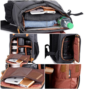 Waterproof Canvas DSLR Camera Backpack Canvas Camera Backpack Men Travel Backpack - echopurse