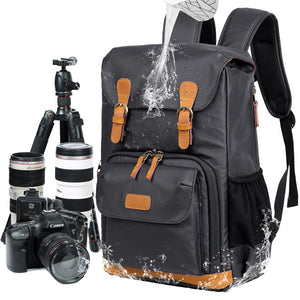 Waterproof Canvas DSLR Camera Backpack Canvas Camera Backpack Men Travel Backpack - echopurse