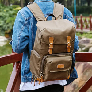 Waterproof Canvas DSLR Camera Backpack Canvas Camera Backpack Men Travel Backpack - echopurse