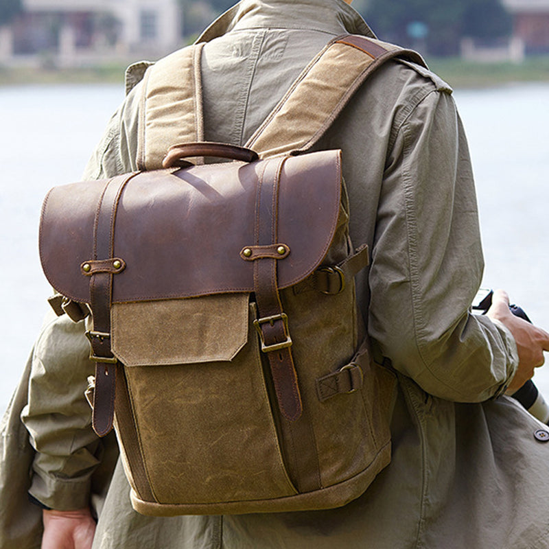 Canvas camera backpack on sale