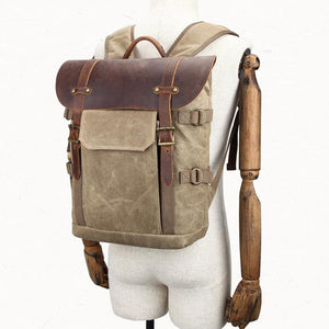 Waterproof Canvas DSLR Camera Backpack Retro Travel Backpack Canvas Laptop Backpack Q3033 - echopurse