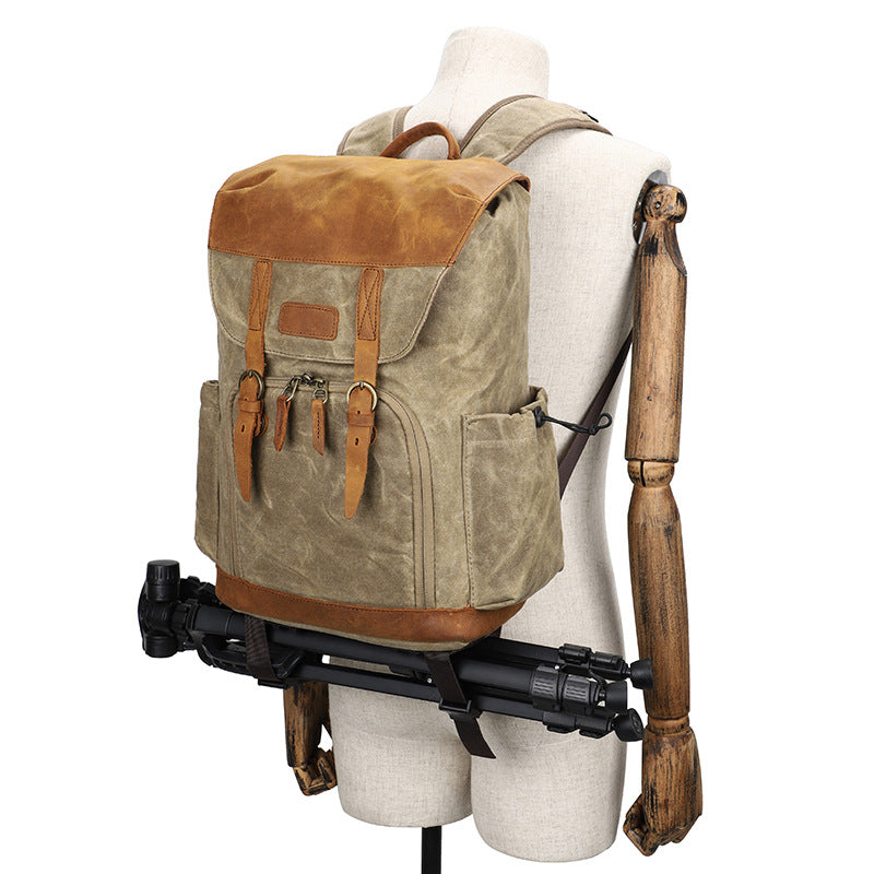 Waterproof Canvas DSLR Camera Backpack Waxed Canvas Laptop