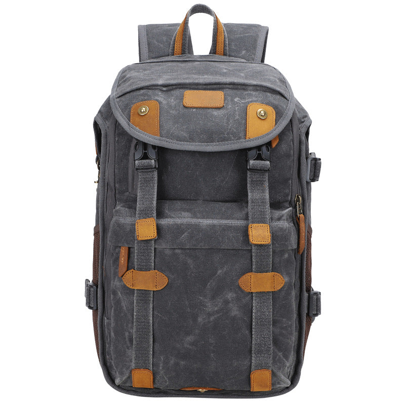 Waterproof Canvas DSLR Camera Backpack Waxed Canvas Travel Backpack Retro Laptop Backpack QSM3040 - echopurse