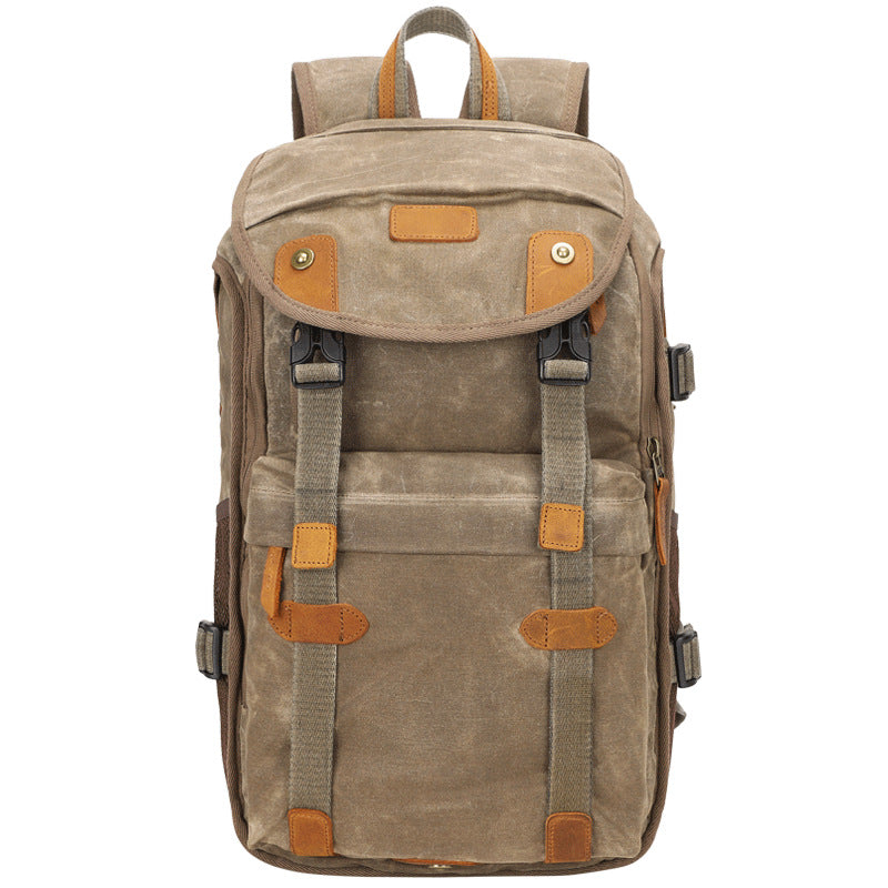 Waterproof Canvas DSLR Camera Backpack Waxed Canvas Travel Backpack Retro Laptop Backpack QSM3040 - echopurse