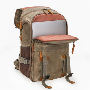 Waterproof Canvas DSLR Camera Backpack Waxed Canvas Travel Backpack Retro Laptop Backpack QSM3040 - echopurse