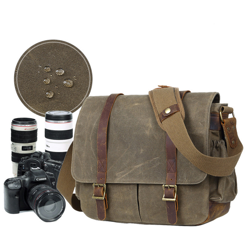 Waterproof Canvas DSLR Camera Bag Waxed Canvas Shoulder