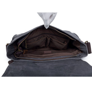 Waterproof Canvas DSLR Camera Bag Waxed Canvas Shoulder Bag Retro Messenger Bag - echopurse
