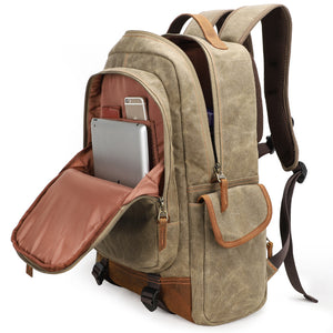 Waxed Canvas Camera Backpack Retro DSLR Camera Backpack Waterproof Laptop Backpack - echopurse
