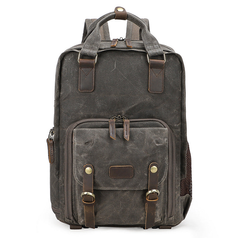 Waxed Canvas Camera Backpack Vintage DSLR Camera Backpack Travel Backpack - echopurse