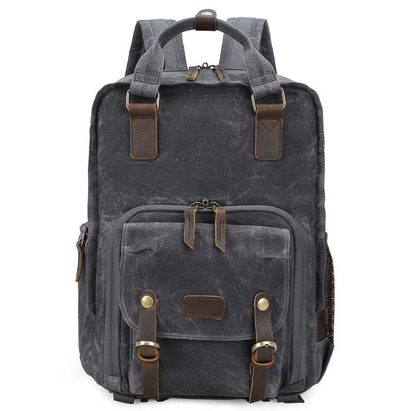 Waxed Canvas Camera Backpack Vintage DSLR Camera Backpack Travel Backpack - echopurse