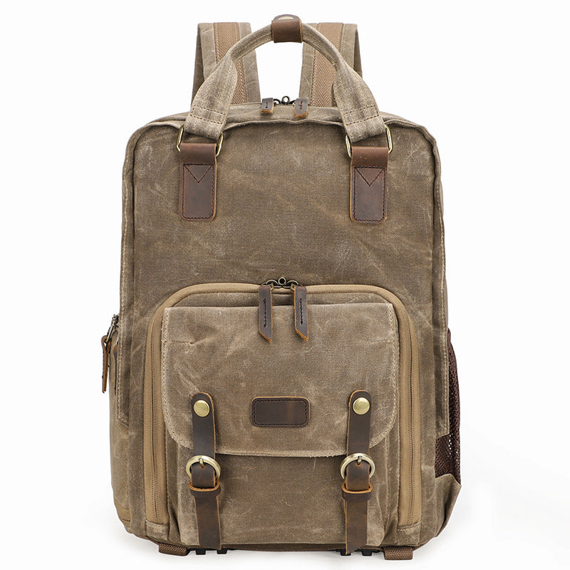 Waxed Canvas Camera Backpack Vintage DSLR Camera Backpack Travel Backpack - echopurse