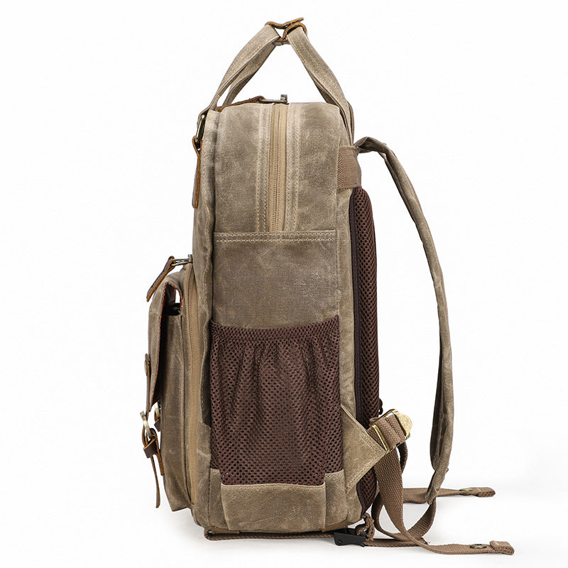 Waxed Canvas Camera Backpack Vintage DSLR Camera Backpack Travel Backpack - echopurse
