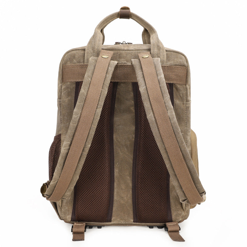 Waxed Canvas Camera Backpack Vintage DSLR Camera Backpack Travel Backpack - echopurse
