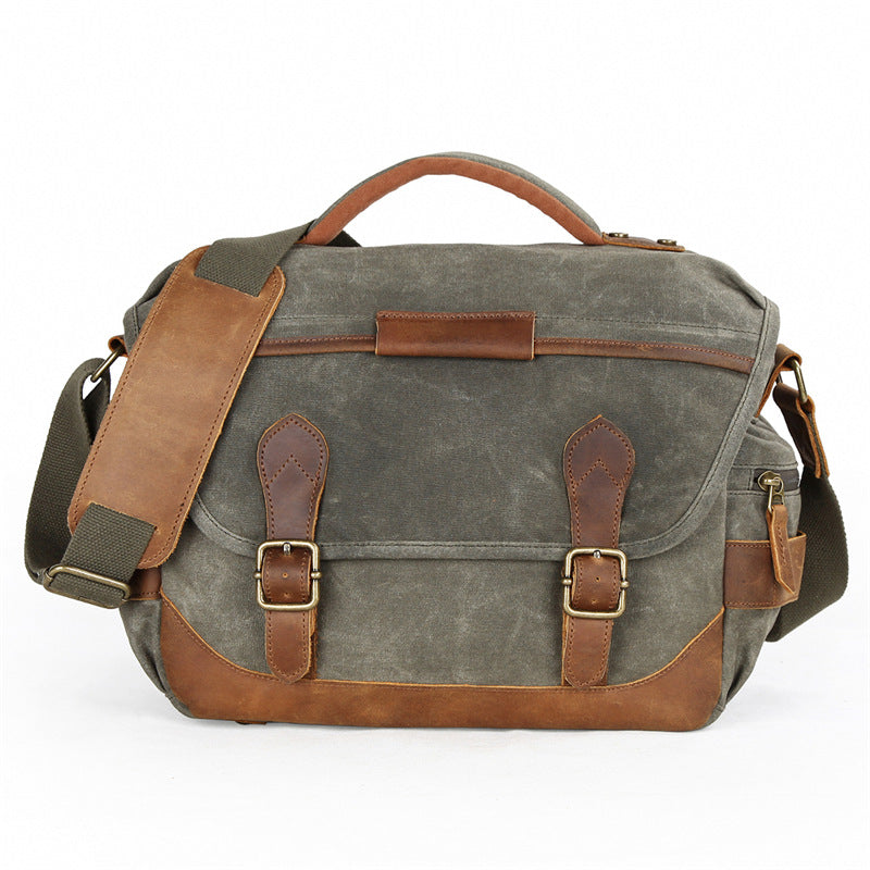 Waxed Canvas Camera Bag Retro DSLR Camera Shoulder Bag Waterproof Canvas Messenger Bag - echopurse