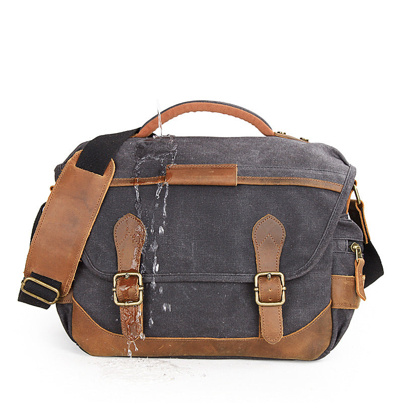 Waxed Canvas Camera Bag Retro DSLR Camera Shoulder Bag Waterproof Canvas Messenger Bag - echopurse