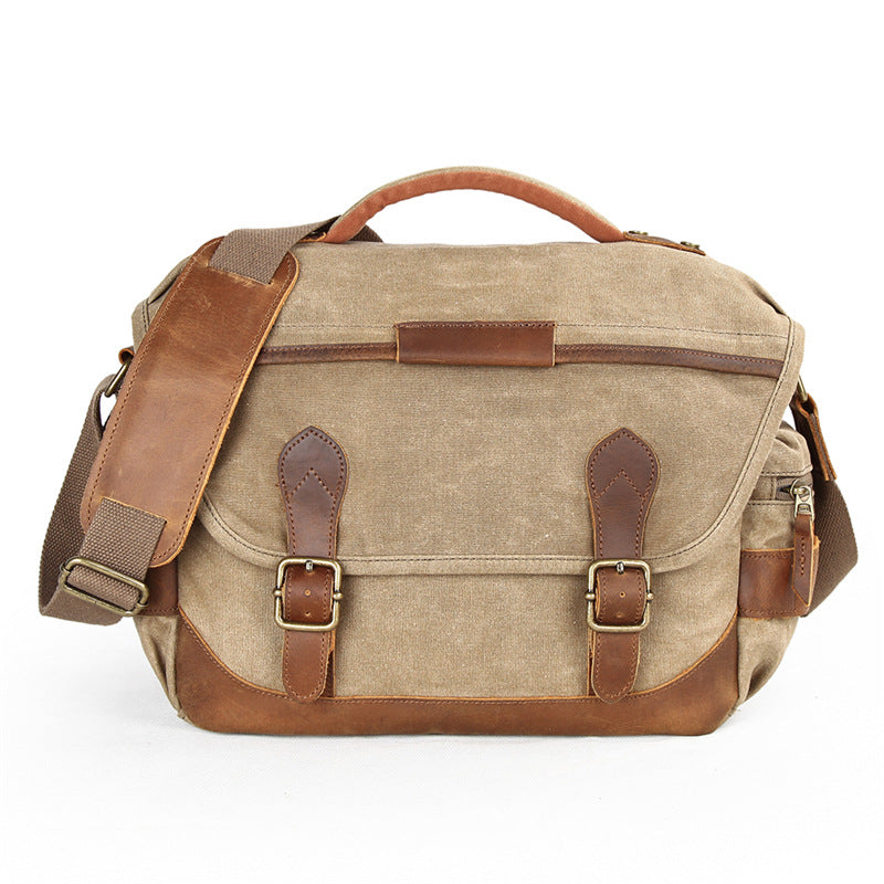 Waxed Canvas Camera Bag Retro DSLR Camera Shoulder Bag Waterproof Canvas Messenger Bag - echopurse