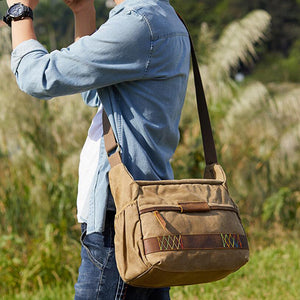 Waxed Canvas Camera Shoulder Bag Waterproof Canvas DSLR Camera Messenger Bag Canvas Satchel - echopurse