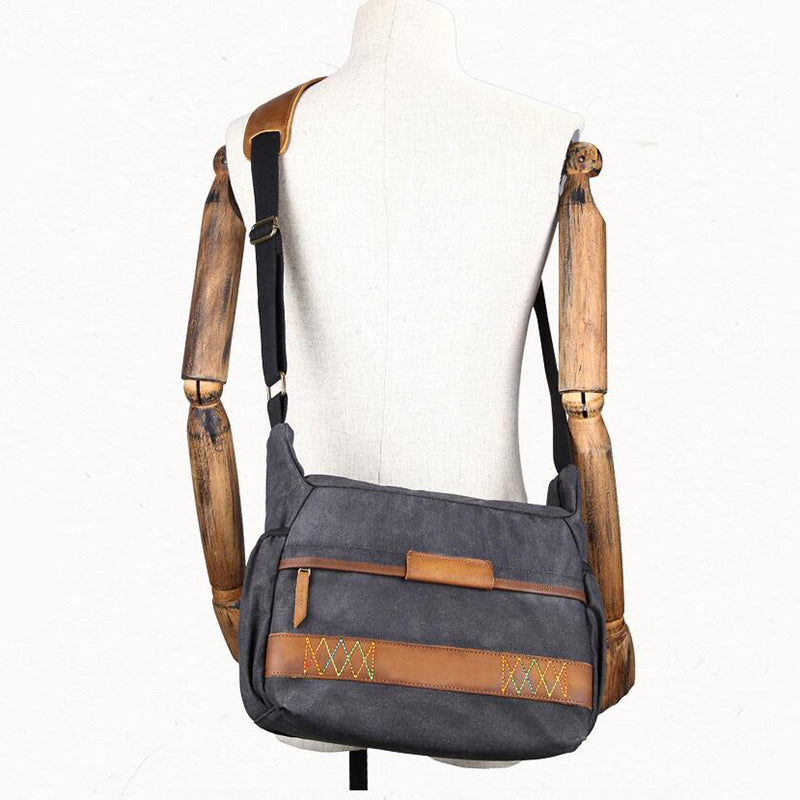 Waxed Canvas Camera Shoulder Bag Waterproof Canvas DSLR Camera Messenger Bag Canvas Satchel - echopurse