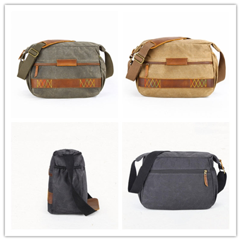Waxed Canvas Camera Shoulder Bag Waterproof Canvas DSLR Camera Messenger Bag Canvas Satchel - echopurse