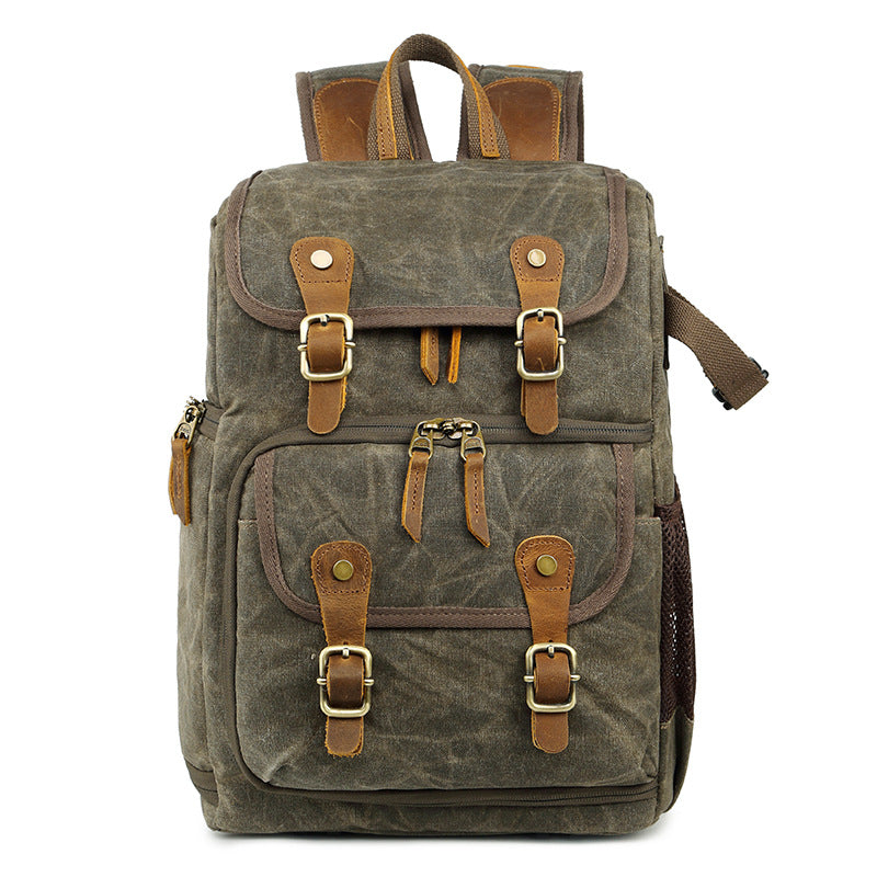 Waxed Canvas DSLR Camera Backpack Waterproof Canvas Laptop