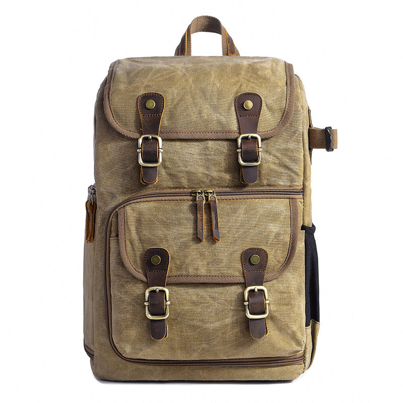 Waxed Canvas DSLR Camera Backpack Waterproof Canvas Laptop Backpack Travel Backpack - echopurse
