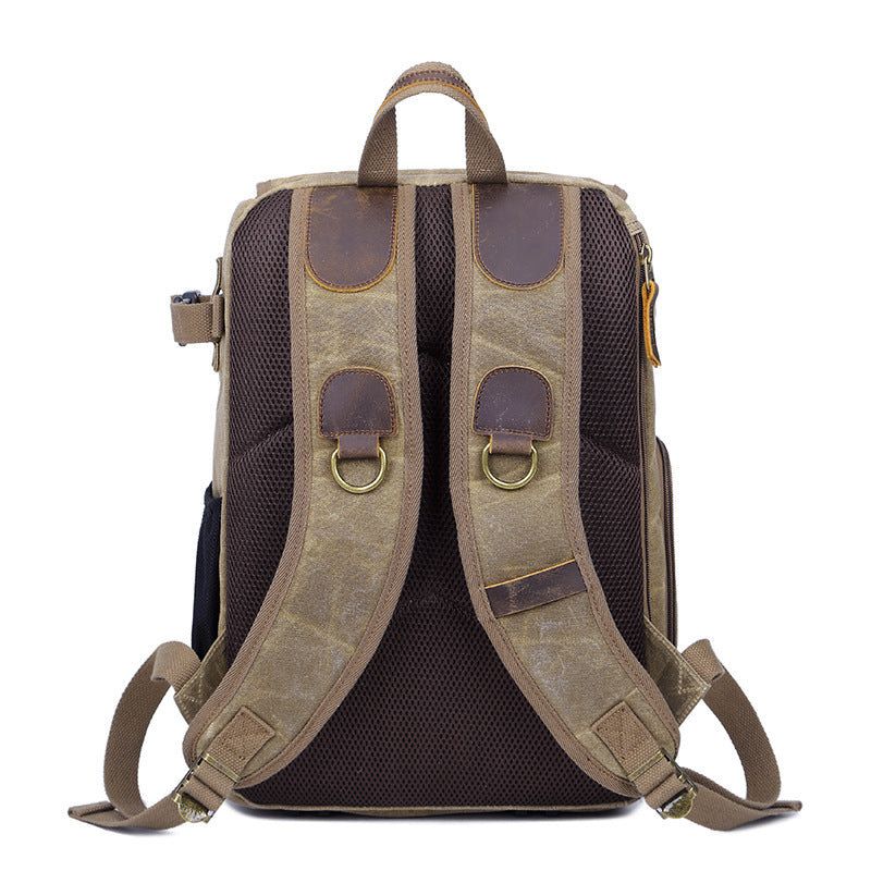 Waxed Canvas DSLR Camera Backpack Waterproof Canvas Laptop