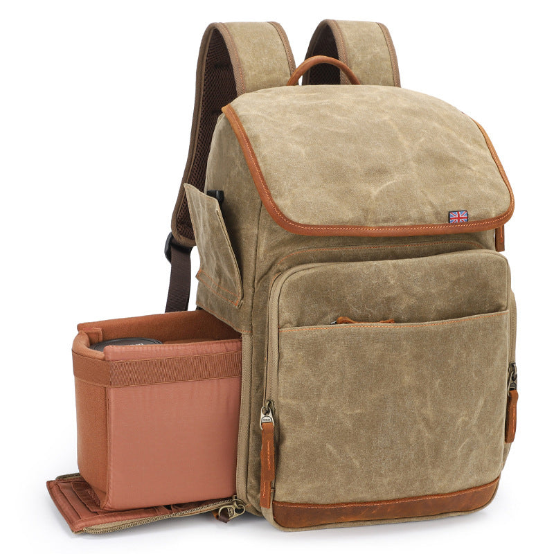 Waxed Canvas DSLR Camera Backpack Waterproof Travel Backpack Laptop Backpack QK-001 - echopurse