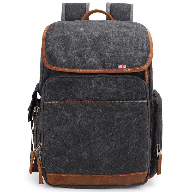 Waxed Canvas DSLR Camera Backpack Waterproof Travel Backpack Laptop Backpack QK-001 - echopurse