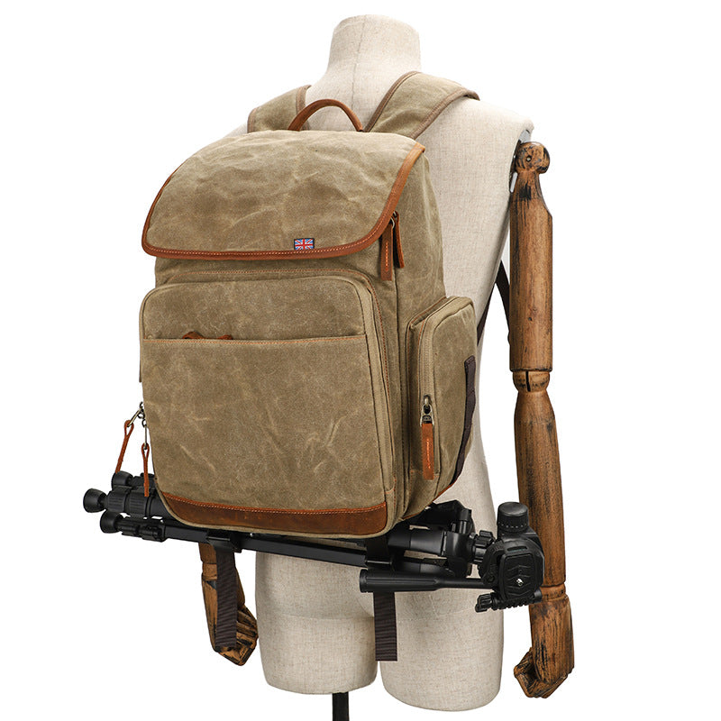 Waxed Canvas DSLR Camera Backpack Waterproof Travel Backpack Laptop Backpack QK-001 - echopurse